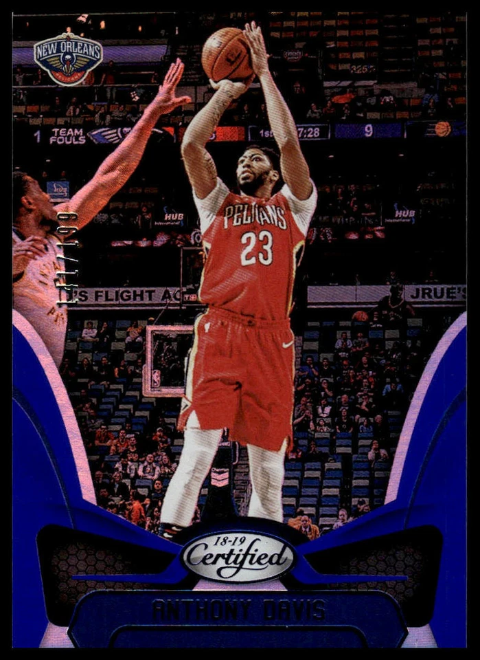 2018-19 Panini Certified #95 Anthony Davis Blue #/199 - Image 1 of 2