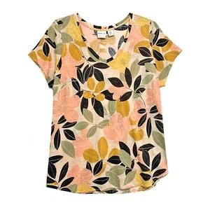 Rachel Zoe, Multicolor Tropical Floral Print Pullover 100% Linen Top, size 1X - Picture 1 of 3