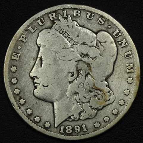 1891 CC Carson City Morgan Silver Dollar - Harshly Cleaned Cover