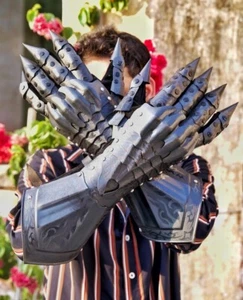 Witch king Black Medieval Nazgul Gloves Set Halloween Costume Gloves Gauntlets - Picture 1 of 6