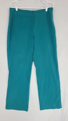 Pantalones Pendleton para mujer 100 % seda verde liso pierna ancha pantalones talla 12 (D2) Foto 1 de 4
