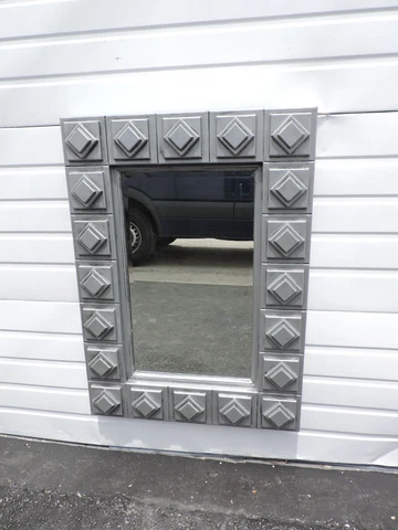 Mid Century Modern Vintage Distressed Painted Wall Bathroom Vanity Mirror 6672 Cover