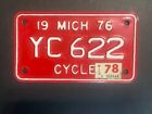 1976/ 78 Michigan License Plate Motorcycle