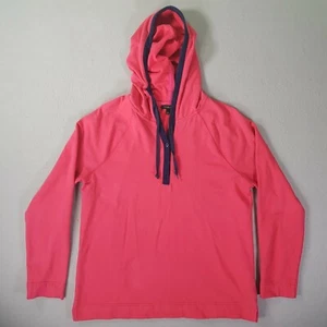 Talbots Hoodie Sweatshirt Womens Large L Long Sleeve 1/4 Button Pullover Pink - Picture 1 of 8