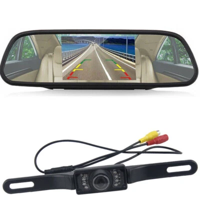 Car 4.3" Mirror Monitor IR Night Vision Rear View Parking Reverse Camera System - Image 1 of 4