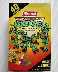 Teenage Mutant Ninja Turtles Farley's Fruit Snacks 1990 Caja Vacía Lg 40 Bolsas - Imagen 1 de 10
