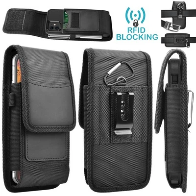 Cell Phone Holster Belt Clip Holder Nylon Pouch for Samsung S25 FE S24 Ultra A16 - Image 1 of 4