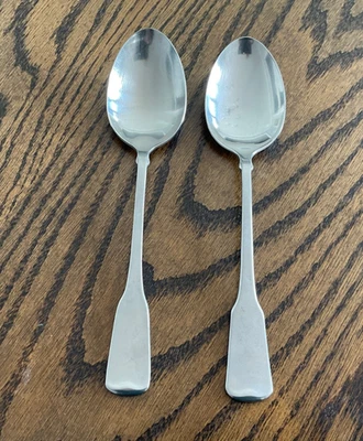 Oneida American Colonial 2 Satin Stainless Serving Spoons 8 1/4" Cube Mark - Image 1 of 4