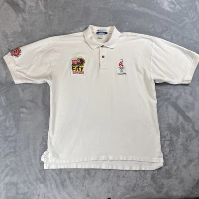Camisa polo vintage de los Juegos Olímpicos de Atlanta 1996 para hombre L blanca campeón logotipo de Coca-Cola Foto 1 de 4