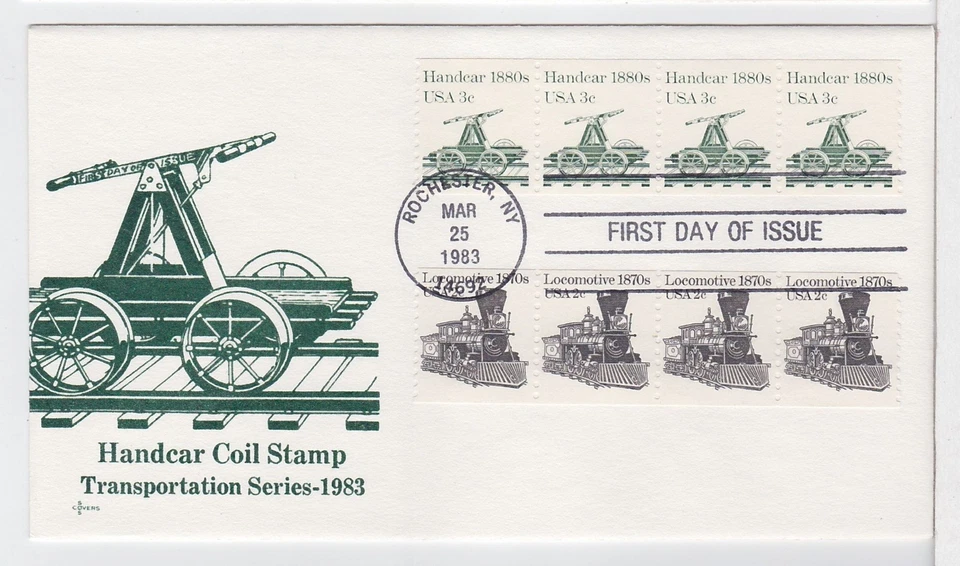 TurtlesTradingPost- Handcar 1880s- Line Pair 1983 #1898 FDC SOS Cachet - Image 1 of 1