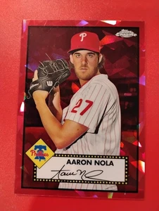 2021 Topps Platinum Anniversary Red Atomic Refractor 2/100 Aaron Nola Low Serial - Bild 1 von 2