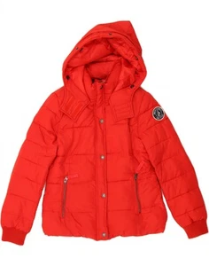 ABERCROMBIE & FITCH Womens Hooded Padded Jacket UK 16 Large Red CS57 - Picture 1 of 3