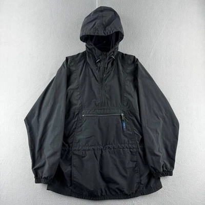 Chaqueta cortavientos vintage LL Bean Mountain Anorak para mujer mediana negra con capucha Foto 1 de 4