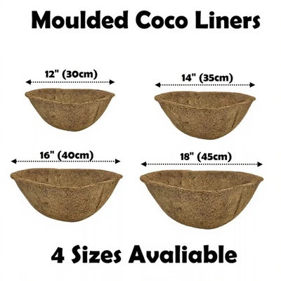Coir Coco Hanging Basket Liners Moulded Coconut Fibre 12" 14" 16" 18" Round - Image 1 of 4