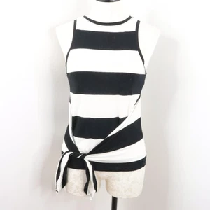 Rowley Love Kit Women's S Black White Striped Tie-Waist Sleevless Tank Top - Picture 1 of 8