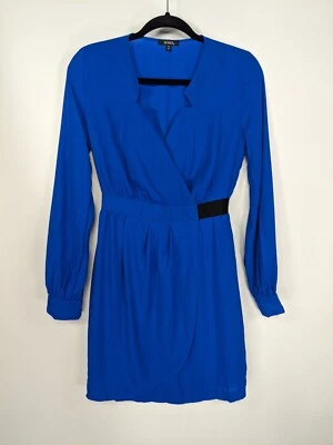 Vestido Vaina XOXO Azul Chifón Manga Larga Cuello en V Ajuste Acampanado Talla S Foto 1 de 4