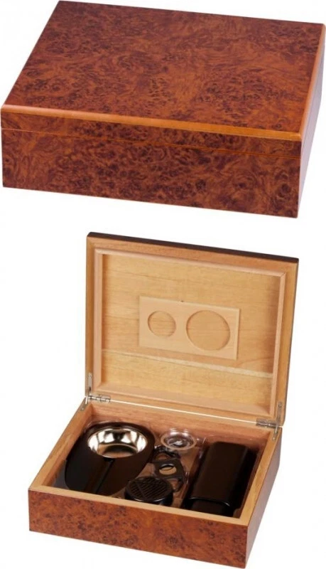 Humidor-Set Wurzelholz V-300 Polymerbefeuchter 30 Zigarren - Bild 1 von 1