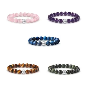 PURAJA Edelstein Armband aus echtem Naturstein | 8mm Armband mit 925 Silber - Bild 1 von 6