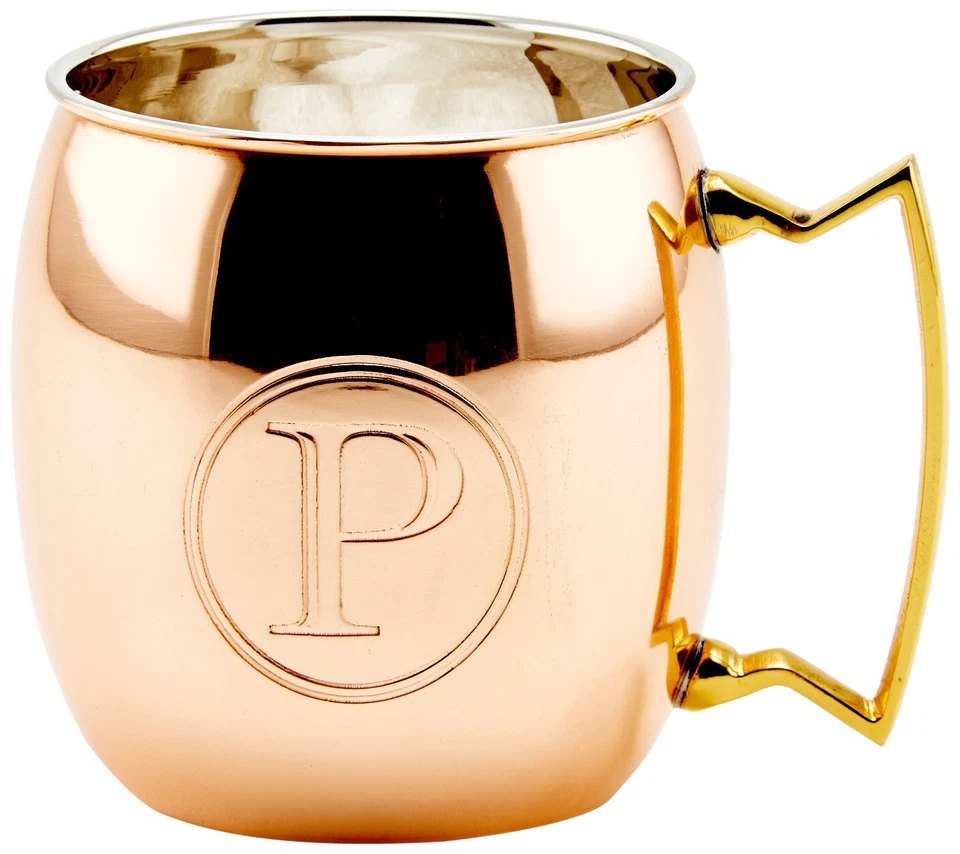 Старая голландская международная твердая московская кружка-мул, 16 унций, с монограммой P, медь - Изображение 1 из 1