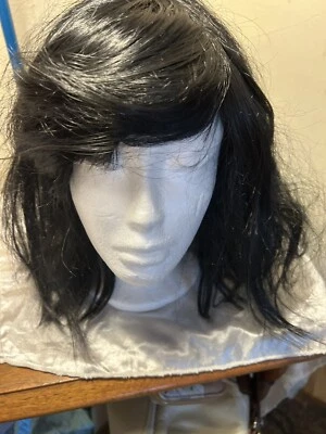 Peluca sintética de moda con flecos abatibles negra cortada color #1B Foto 1 de 4