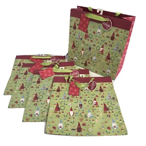 Heart & Gnome Christmas Gift Bags 5-PACK $34.95 Retail around 12x12x5 NEW 5-PACK - Picture 1 of 13