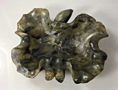 ANTIGUA LAVADORA DE CEPILLO DE TAZÓN DE LOTO DE PIEDRA DURA TALLADA CHINA Foto 1 de 4