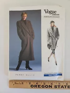 PERRY ELLIS Vogue 1935 Misses' Coat Size 12 Bst 24 AMERICAN DESIGNER Pattern UC - Picture 1 of 6