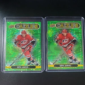 Seth Jarvis 2021-22 UD Extended Dazzlers Green DZ-108 Rookie Hurricanes (Pair) - Picture 1 of 2