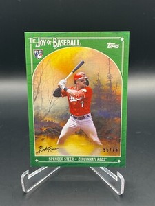 2023 Topps Bob Ross Joy of Baseball  SPENCER STEER RC #3 GREEN REDS /75 READ