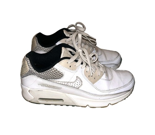 Scarpe da ginnastica Nike Air Max 90 SE 2 GS bianche ghiacciaio ghiaccio stringate bambini giovani casual