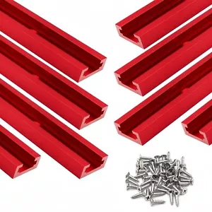 8pcs Aluminum T-Slot Track 12'' Double-Cut Profile Woodworking 3/4''x3/8'' Red - Picture 1 of 6