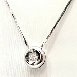 Collana punto luce con diamante a cipollina -oro Bianco- 18 Kt - FIDANZAMENTO - Imagen 1 de 9
