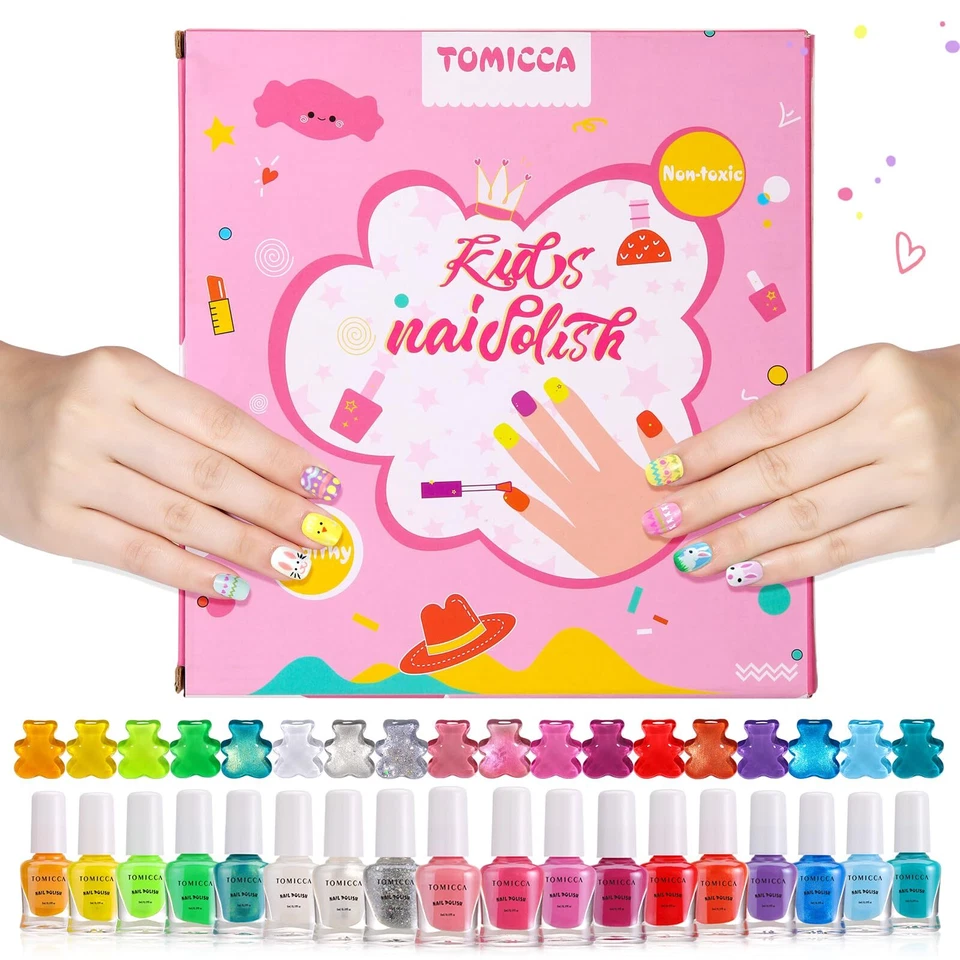Kinder Nagellack Set 18 Farben Ungiftig Geruchlos Peel Off Aqua Kindernagella... - Bild 1 von 4