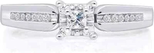 0.15 ct Princess Lab Grown Diamond Engagement Promise Ring in 10K White Gold - Picture 1 of 9