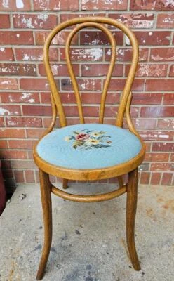 Silla de madera curvada Thonet bistró cafetería heladería roble asiento a punta de aguja #1 Foto 1 de 4