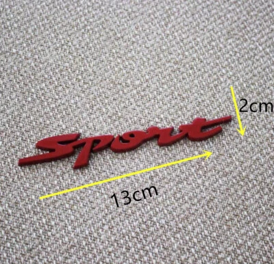 Red Car 3D Metal SPORT Logo Emblem Badge Sticker Trunk Fender Decal Accessory 00 - Image 1 of 4