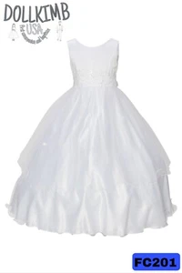 White Flower Girl Dress. Frist Communion. Formal Dress. Vestido de bautizo. niÑa - Picture 1 of 11