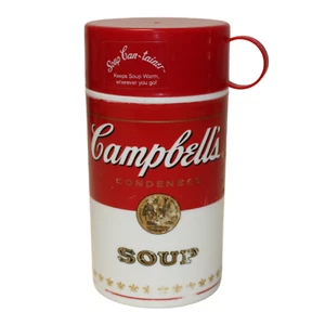 Campbell's Soup Thermos Mug Cup Soup-Can-Tainer Red White Plastic 11.5 Ounce - Picture 1 of 7