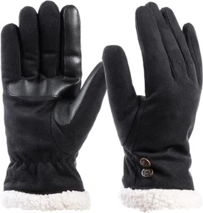Guantes de mujer isotoner SmartDRI táctiles inteligentes forrados de sherpa negros gamuza S/M Fu23 - Imagen 1 de 4