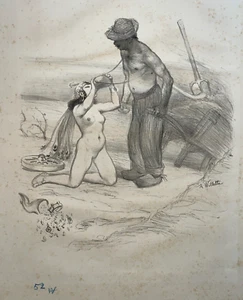 Aumone Fortune Vaincue Lithographie Curiosa Addolphe Willette Erotica 1893 - Picture 1 of 4
