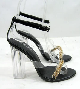 new black 4.5"Block High Heel Open Toe ankle Strap Sexy Shoes  US WOMEN  Size  6 - Picture 1 of 6