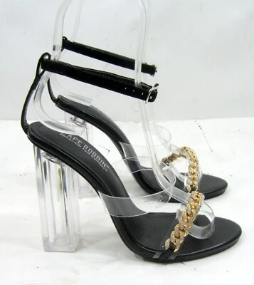 new black 4.5"Block High Heel Open Toe ankle Strap Sexy Shoes  US WOMEN  Size  6 - Image 1 of 4
