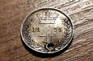 VICTORIA SOLID SILVER MAUNDY GROAT 1875 - Picture 1 of 2