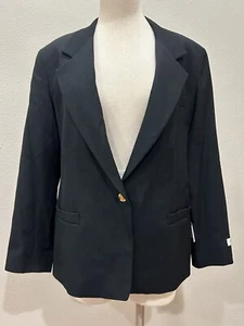 Austin Reed Women’s Blazer Jacket Vintage Size 16P Black 100% Worsted Wool - Picture 1 of 13