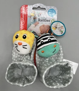 Infantino Baby/ Infant Foot Rattles, Zebra and Tiger, Soft Baby Sock Toy, O+m - Picture 1 of 7