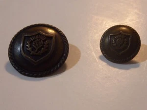 Vintage Set of 2 Canterbury Brass Round Shank Rope Shield Sewing Button - Picture 1 of 5