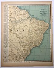 1923 Vintage BRAZIL Atlas Map Old Antique Rand McNally & Company