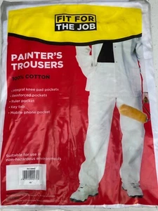 New PRODEC/FIT FOR THE JOB Mens Painters Cotton Multi Pocket Trousers White - Picture 1 of 10