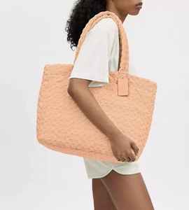 Coach Signature Terry Tote Bag CT764 - FADED BLUSH Terrycloth LARGE Shoulder Bag - Picture 1 of 12