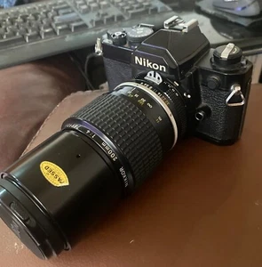 NIKON FM BLACK & NIKKOR 200MM F4 TELEPHOTO LENS MINT CONDITION ORIGINAL OWNER - Picture 1 of 1